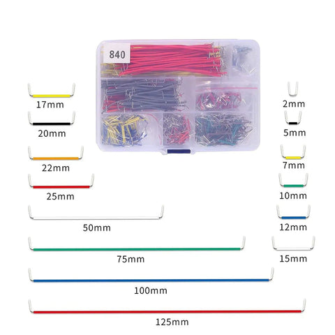 840 Piece Jumper Wire Kit With 14 Length Values From 2mm To 125mm Solderless Flexible Breadboard Cables For Tinkering Male To Male