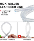 Close-up of 10 Ft Beer Line Vinyl Tubing 3/16 ID 7/16 OD Keg Line Replacement Kit With 4 Hose Clamps for Kegerator