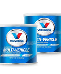 Multi-Purpose Moly-Enhanced Grease 2 Pack With Lithium Complex EP Formula For Bearings Joints And Industrial Equipment Heavy-Duty Water-Resistant Lubricant 32 Oz Each, front view of two blue tubs, Valvoline brand