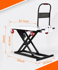 Heavy Duty Electric Scissor Lift Table Cart With 660 Pound Capacity And 52 Inch Max Height, side view showing dimensions and hydraulic design.