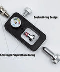 DIN Scuba Fill Station 4500psi HPA Filling Adapter Valve components, showing gauge and O-rings for K Valve J Valve and H Valve Setups
