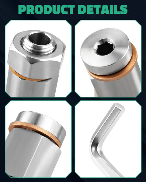 Magnetic Oil Drain Plug Kit M14x1.5 For Cars And Bikes Makes Changing Fluid Easy Without Drilling Messy Holes In Your Pan For A Clean Swap And Better Engine Health. Stainless steel plug with copper washer and wrench