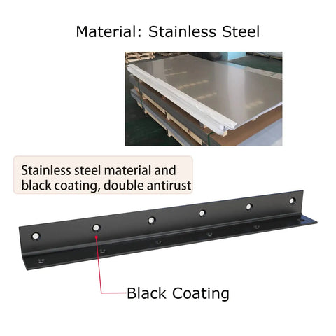 Heavy Duty Stainless Steel L Bracket Corner Brace For Wood Black Large Angle Brackets With 90 Degree Joint And Countersunk Screw Holes Set Of 4 11x1x1 Inches showing black coating detail and material