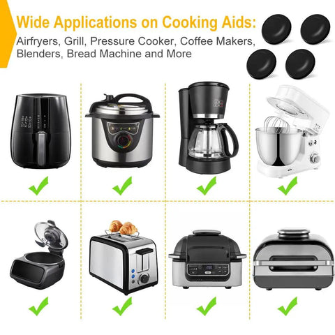 Easy Glide Kitchen Appliance Sliders 16 Pieces Self Adhesive Small Appliance Sliders That Make Moving Heavy Coffee Makers And Air Fryers A Breeze Space Saving Countertop Must Have Gadgets For Home Black with various kitchen appliances