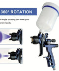 Slick Hvlp Air Spray Gun Kit With 1 7Mm Precision Nozzle And 600Ml Gravity Feed Cup showing 360° rotation feature for versatile applications.