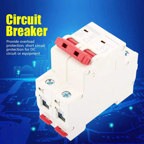 Two Pole Mini Circuit Breaker For DC 500V Systems, 63A Overcurrent Protection, Air Switch DIN Rail Mount, DZ47 63Z C63