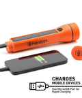 1000 Lumen Solar LED Flashlight With Micro USB Port Waterproof Orange Outdoor Utility Light Hybrid Solar Rechargeable Power Bank