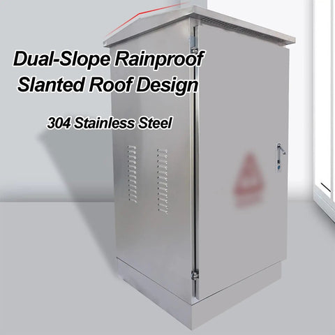 Weatherproof 304 Stainless Steel Electrical Enclosure Outdoor Box for Beefed Up Heavy Duty Junctions, IP55 Waterproof, Floor Mounted Cabinet, Durable Metal Electrical Cabinet, 60x90x45 cm, slanted roof