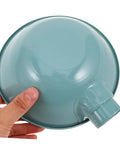 Heavy-Duty Round Machine Tool Lampshade With Protective Cover For Industrial Workbench Lighting, sky blue metal shade, underside view.