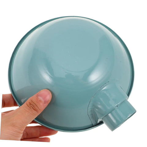 Heavy-Duty Round Machine Tool Lampshade With Protective Cover For Industrial Workbench Lighting, sky blue metal shade, underside view.
