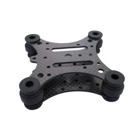 3K Carbon Fiber Anti Vibration Set plate for GoPro Hero and DJI Phantom quadcopters, showing carbon plate and rubber mounts