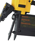 Close-up of 23 Gauge Pin Nailer For Finishing And Trim, Drives 2 Inch Pins Recessed Into Oak, Tool Free Jam Release highlighted