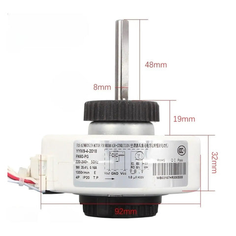 Indoor Unit Air Conditioner Fan Motor Replacement Part For High Efficiency Cooling Plug And Play Easy Install Quiet Operation Durable Construction Reliable Spare For Home And Workshop, 92mm