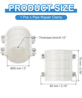 PATIKIL white PVC pipe repair clamp for 50 mm (2 in) OD pipes; 3 mm thick with side screws.