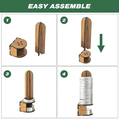 Step-by-step assembly instructions for Kick The Lid Shuffle With Premium Solid Wood Mason Jar Organizer, 2 Pack Canning Rack.