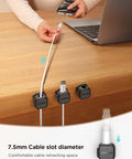 9 Pack Magnetic Cable Clips With Smooth Adjustable Slots Self Adhesive Cord Holders installed on desk edge for cable management