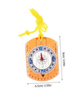 Orienteering Compass Ruler And Pointer For Hiking And Camping, acrylic survival navigation tool with yellow cord, pro grade.