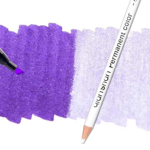 Two White Sketch Charcoal Pencils Set with purple and white gradient on paper, showing blending capabilities for artists.
