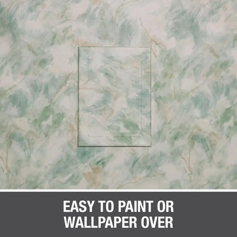 No Sweat Flush Or Surface Mount Wall Access Panel With Uv Resistant Finish Heavy Duty Frame And Screw Lock Child Safe Cover that blends into wallpaper.