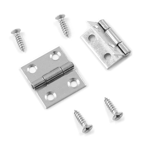 Straight Up Premium Stainless Steel Folding Butt Hinges For Cabinets with screws, silver brushed finish, 25mm by 28mm.