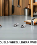 Tough As Nails Mini Fixed Directional Caster Wheels With Double Row Dual Wheel Design In Carbon Steel Brown Finish Set Of Four Half Inch Super Compact Hardware For DIY Projects And Mobile Desks on a smooth floor.
