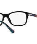 Unisex Square Prescription Eyewear Frames With Textured Black And Red Accent, Rx Ready Lenses, 53mm, Case Included, Havana Layered Color