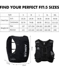 Super Light And Breathable Running Hydration Vest For Guys And Gals On The Trails 10 Liter Capacity size chart illustration