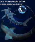 Remote Control Hammerhead Shark For Pool With Dual Motors 1 To 18 Scale RC Submarine showcasing 360° mimic tail thrust underwater.