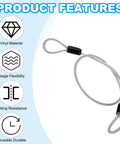 Vinyl Coated Stainless Steel Cable With Loops Four Pack Two Feet Long Five Thirty Second Inch Wire Rope Security Lanyards