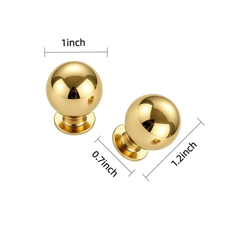 Snap Up Five Pack One Inch Unlacquered Solid Brass Cabinet Knobs Round Retro Pulls No Fuss Install For Kitchen Drawers And Closets Total Room Refresh Standout, two 1-inch brass knobs with dimensions.