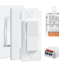 Dope Three Way Wireless Light Switch Kit With Remote Receiver No Wiring Needed, 15A RF Wall Switch, 100ft Range, Ultra Thin Design
