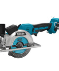 Slick Operation Badass 4 1/2 Inch Cordless Circular Saw With Gutsy Lithium Cell Fast Angle Adjustments Grippy Anti Slip Handle side view