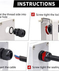 Installation guide for 20 Pack PG16 Waterproof Nylon Cable Glands With Gaskets Adjustable 10 14mm Black IP68 Outdoor Grade Cable Gland Connectors.