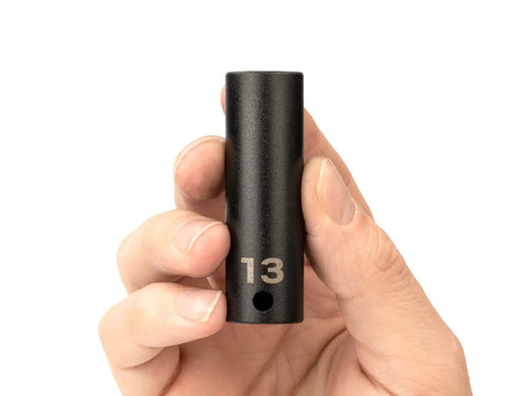3/8 Inch Drive 13 Mm Deep 6 Point Impact Socket With Radiused Corners For Hex Fasteners, Prevents Round Off, Exact Fit in hand