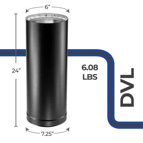 Easy Install 6 Inch Double Wall Wood Stove Vent Pipe In Galvanized And Stainless Steel Construction, Heavy Duty Chimney Exhaust Black