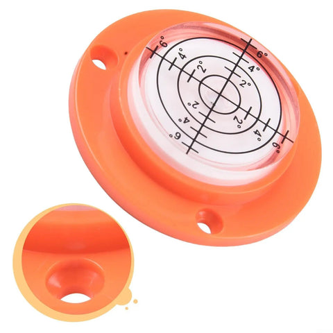 50X12mm Circular Bubble Level with orange casing and clear bubble window for precise measurements in tight spaces.