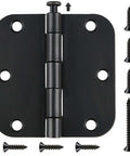 Matte Black 3.5 X 3.5 Inch Door Hinges Heavy Duty Interior Removable Pin 42 Pack With 180 Screws 270 Degree Swing Fits Bedroom Office Laundry Closet RV Shed And More.