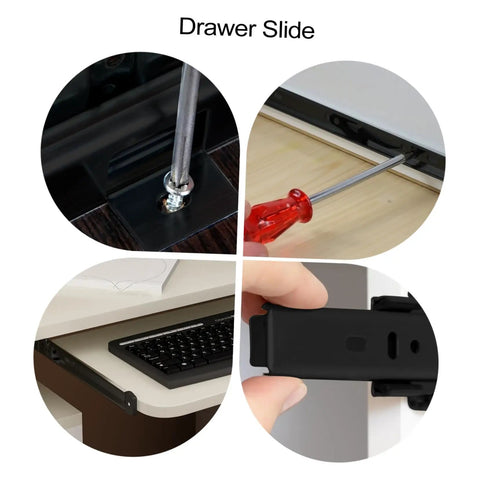 Heavy Duty Keyboard Slide Rail Bearing Drawer Track For Under Desk Storage All Metal Ball Bearing Sliders installation view