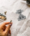 2 Pack Invisible Cabinet Hinges For Kitchen Cabinets, Soft Close With Buffer, shown with screws and assembly instructions