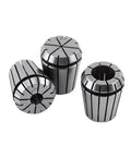Three spring steel ER32 collets from the Pro Grade 9 Piece ER32 Spring Collet Set for drill chuck and CNC engraving milling lathe.
