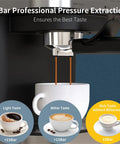 Top Shelf Electric Coffee And Milk Frother Makes Velvety Cappuccinos No Sweat removable clear tank brewing coffee into white cup.