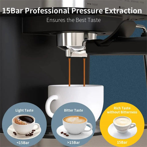 Top Shelf Electric Coffee And Milk Frother Makes Velvety Cappuccinos No Sweat removable clear tank brewing coffee into white cup.