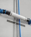 Articulating Dust Collection Fittings For 4 Inch Hose Adjustable From Straight To 90 Degree installed on wall