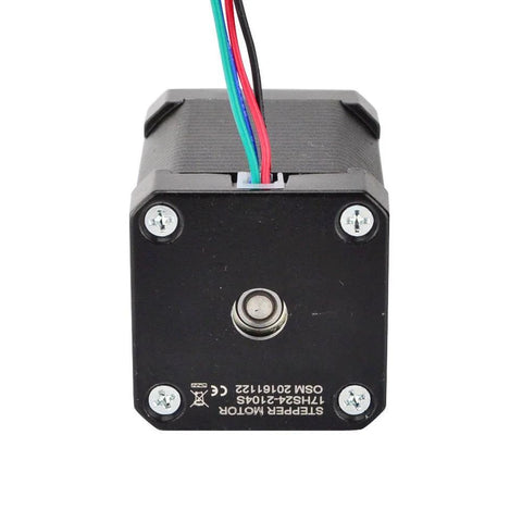 NEMA 17 bipolar stepper motor with four colored wires, black housing, 60mm frame