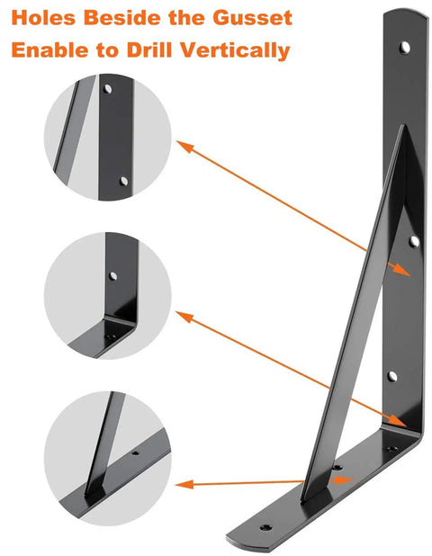 Beefy 12 Pack Shelf Brackets For 10 To 12 Inch Floating Shelves 90 Degree Triangle Wall Mounts with vertical drill holes detail