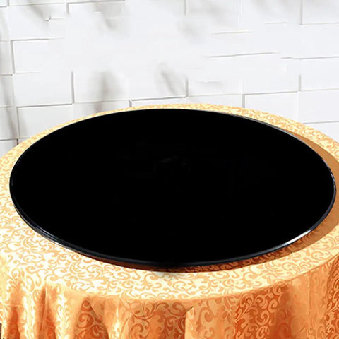 Black Glass Round Dining Table Turntable 360 Degree Rotating Tray Lazy Susan Game Changer Big Serving Plate 10mm Tempered Glass