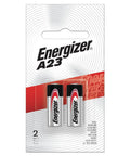 Top Shelf A23 Batteries 12V Alkaline Powerhouse For Keyless Entry And Garage Door Openers Straight Up Gold For Security Cameras And Bluetooth Gadgets A Solid Two Pack Ready To Roll in packaging.
