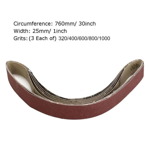 1 Inch By 30 Inch Sanding Belts Set For Woodworking And Metal Polishing With 320 400 600 800 1000 Grits Aluminum Oxide Abrasives