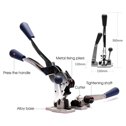 Hella Secure Manual Strapping Tool For Sealing Boxes And Cartons, 3 In 1 Handheld Plastic Steel Baler, quick pull tensioner with metal pliers.