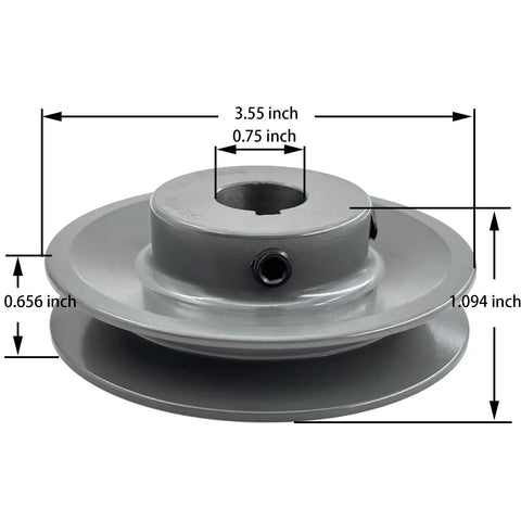 AK3534 Beefy Cast Iron Pulley One Groove Motor Pulley For V Belts A 3L 4L Three Quarter Inch Bore And 3.55 Inch Outer Diameter